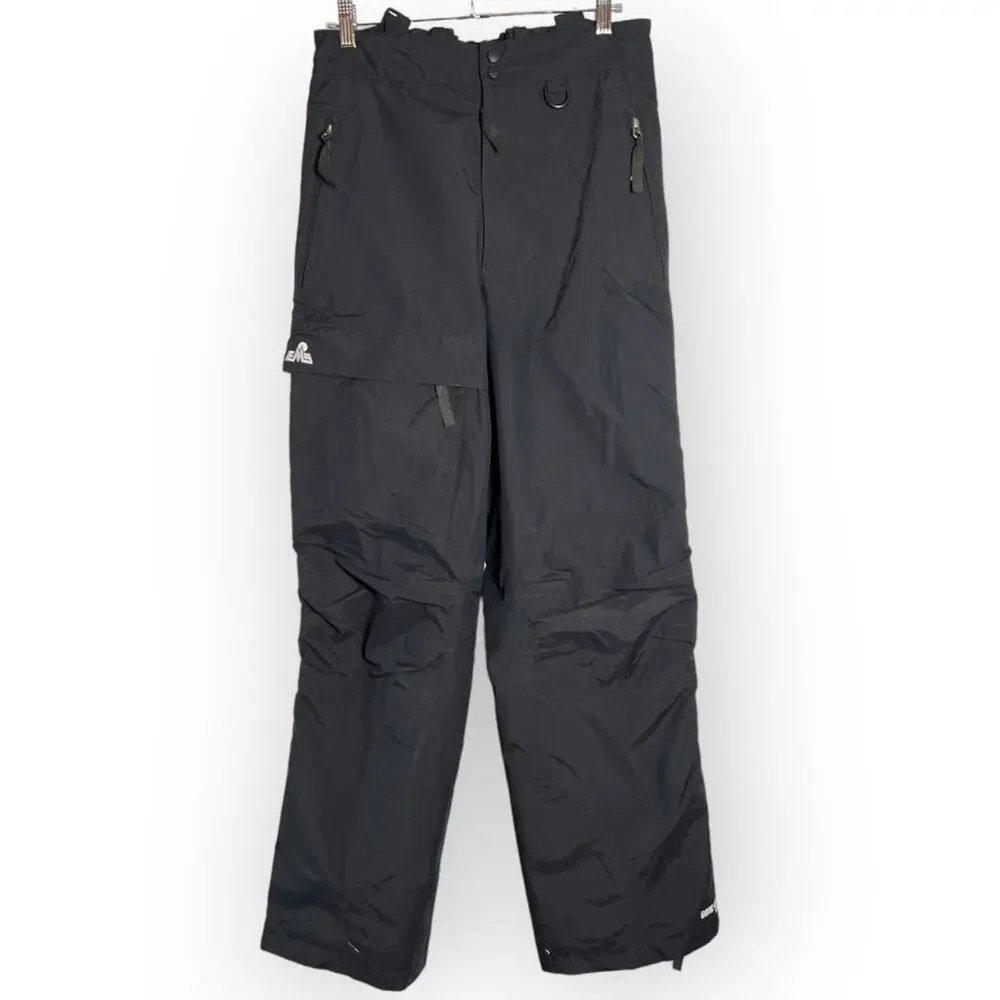 EMS Eastern Mountain Sports Gore-Tex Snow Pants SIZE S Black Full Side Zip FLAW